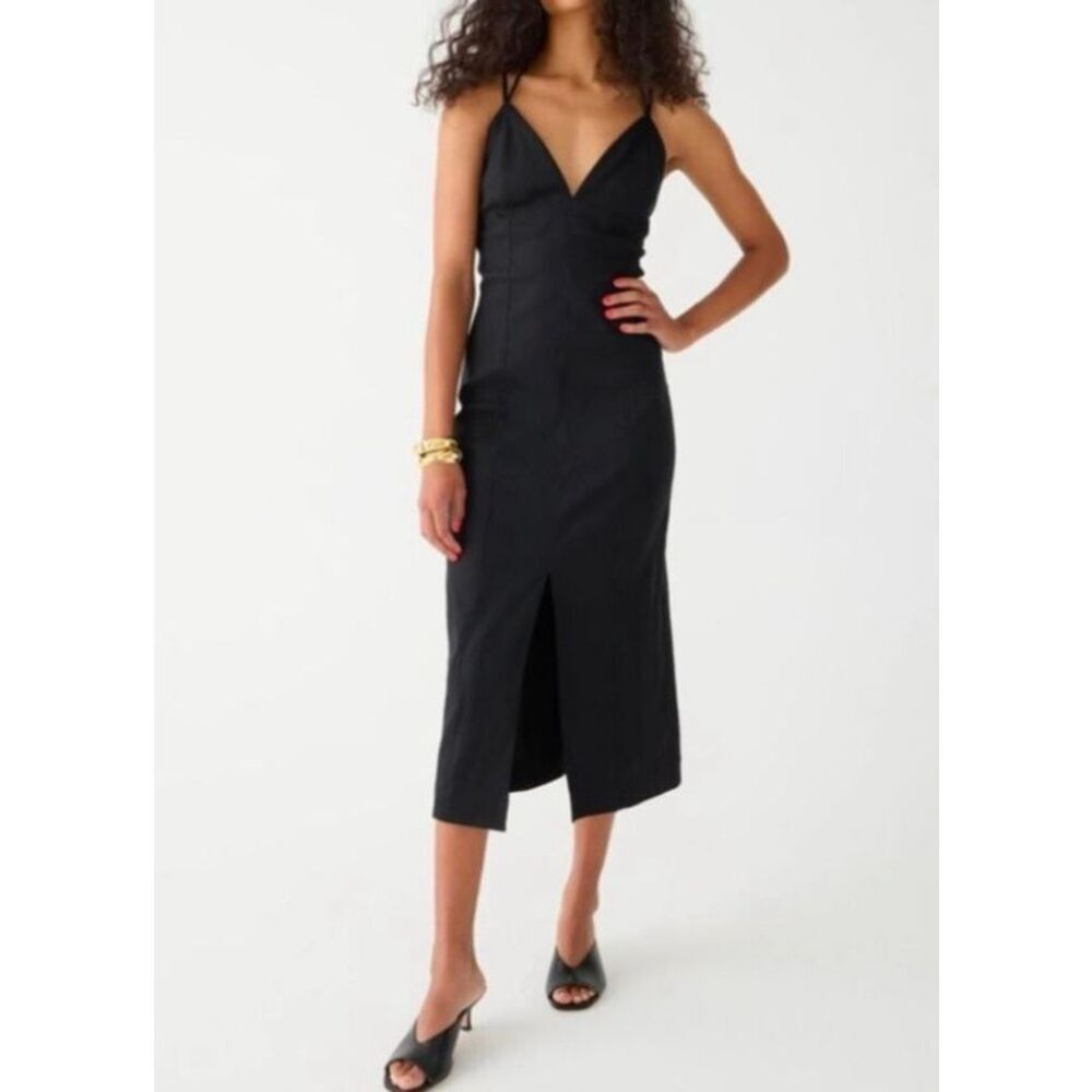 J. Crew Collection Halter-Tie V-Neck Sheath Dress | 0 in Black
